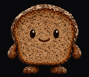 rye, a friendly slice of dark finnish rye bread with little arms and feet